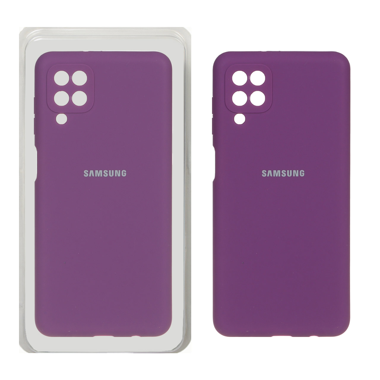 قاب سیلیکونی پاک کنی محافظ لنزدار اورجینال Samsung Galaxy A12 / M12 / F12 - ارغوانی (پک اصلی)